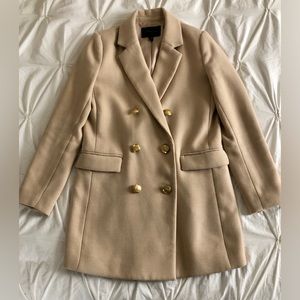 Banana Republic Double Breasted Coat Blazer Cream Gold Buttons Size XS